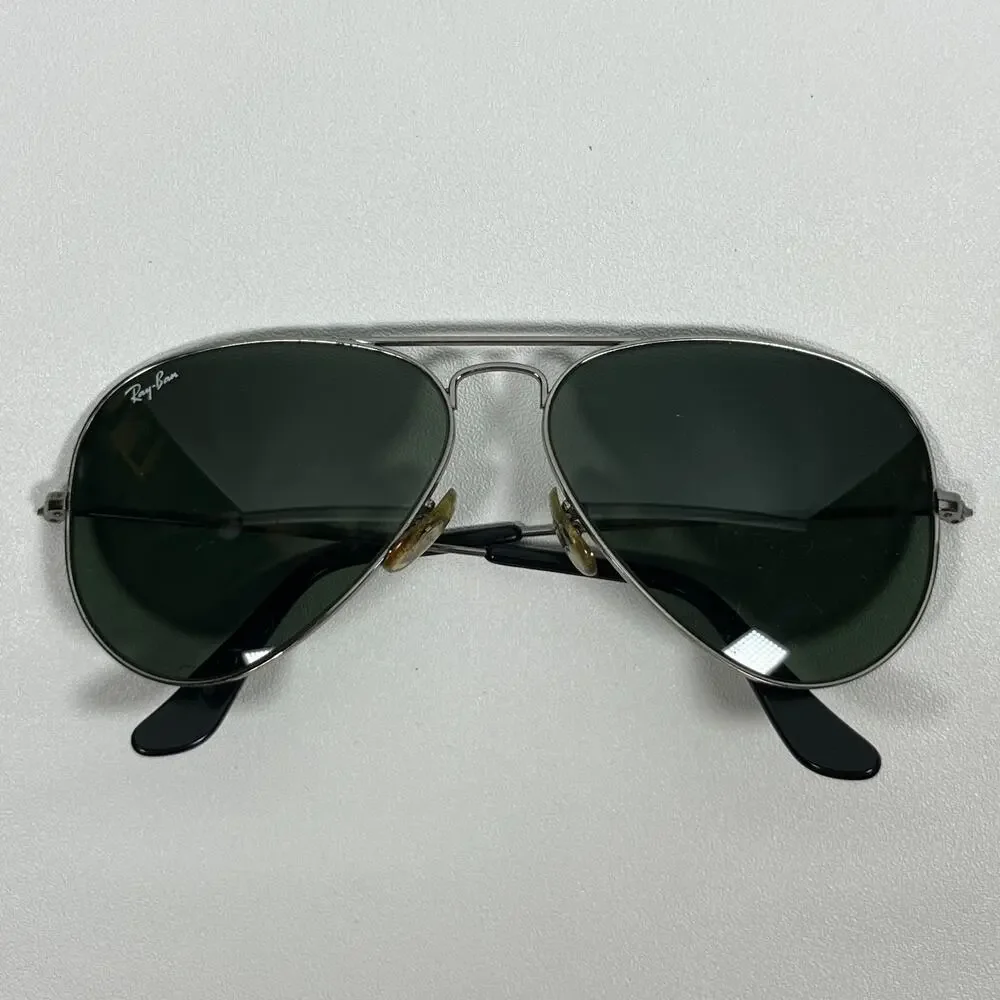 RAY BAN Sunglasses Metal Aviator Gray Full Frame RB3025 W0879 58-14 Green